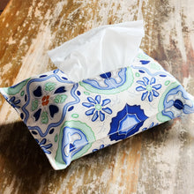 Load image into Gallery viewer, Peranakan Blue Tile Fabric Tissue Covers