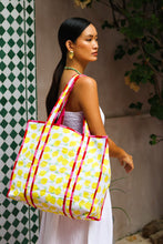 Load image into Gallery viewer, Prink Stripe Lemon Reversible Tote Bag