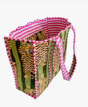 Load image into Gallery viewer, Tiger Stripe Reversible Tote Bag (Green)