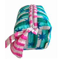 Load image into Gallery viewer, Aqua Star Stripe Cosmetic Bags and Pouch
