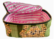 Load image into Gallery viewer, Tiger Stripe, Green Cosmetic Bags and Pouch