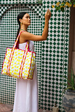 Load image into Gallery viewer, Prink Stripe Lemon Reversible Tote Bag