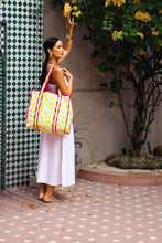 Load image into Gallery viewer, Prink Stripe Lemon Reversible Tote Bag