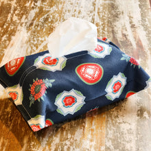 Load image into Gallery viewer, Peranakan Navy Red Flower Tile Fabric Tissue Covers
