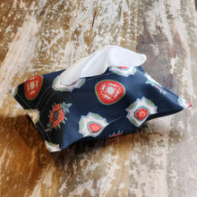 Load image into Gallery viewer, Peranakan Navy Red Flower Tile Fabric Tissue Covers
