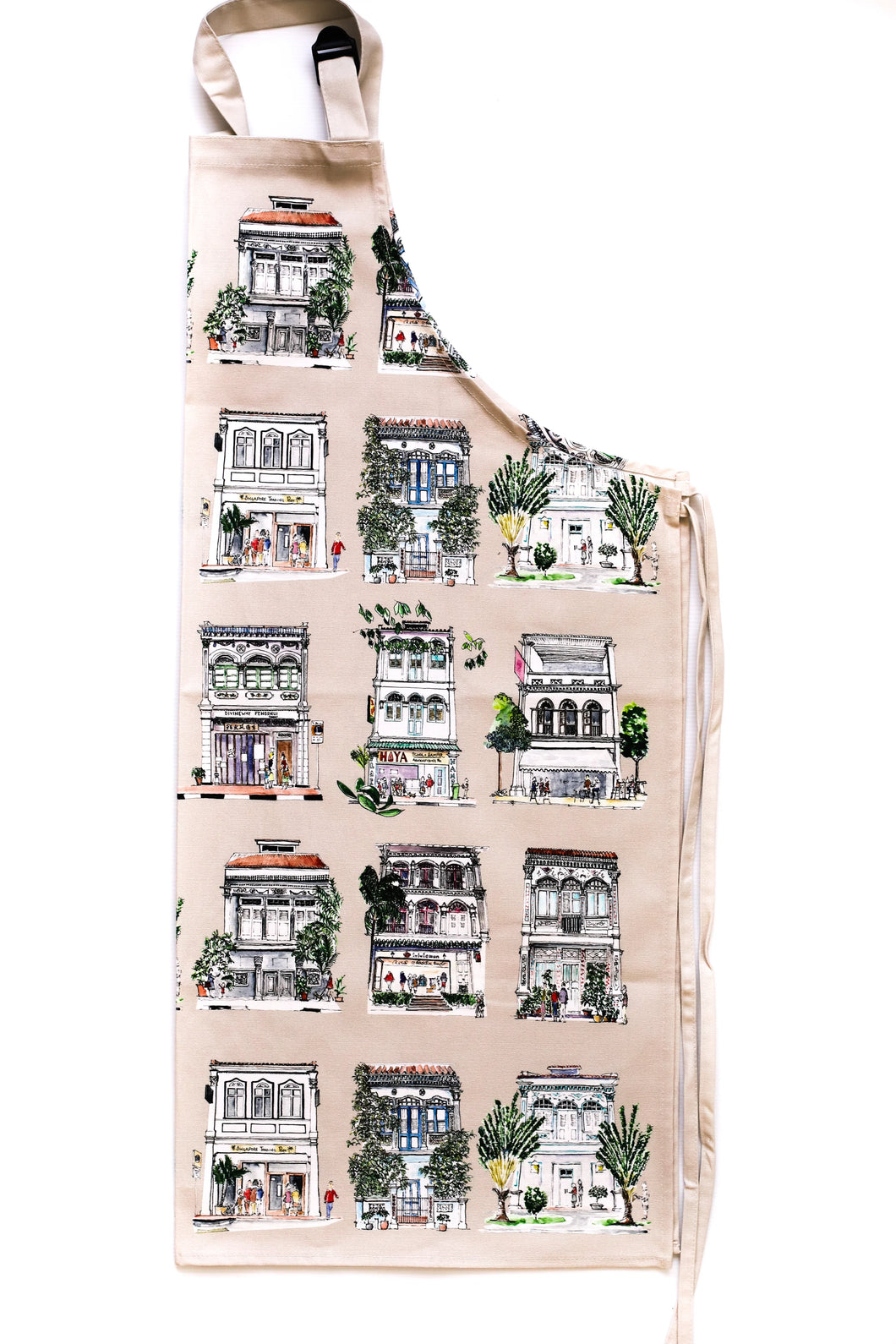 Singapore Pastel Shophouses Apron
