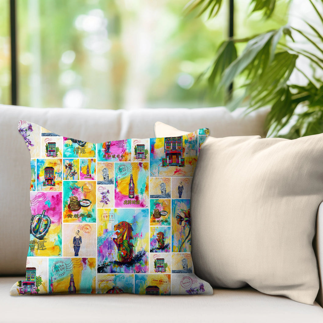 Singapore Collage Cushion Cover