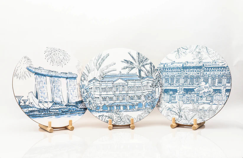Iconic Sights Round Blue and and White Placemats/Plate Charger