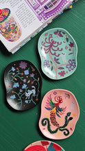 Load image into Gallery viewer, Batik &amp; Kitty Ceramic Plate - Blue Flora Motif
