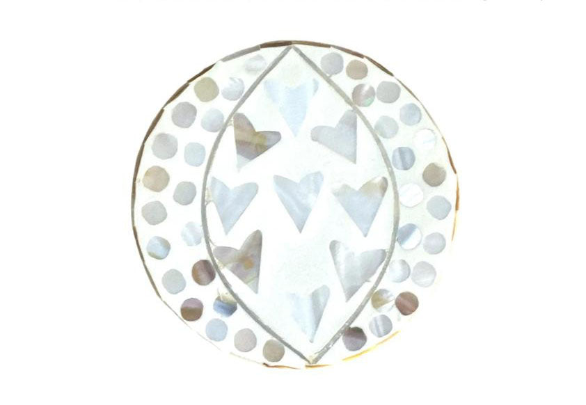 Botanical Hearts Individual Mother of Pearl Inlay Coasters