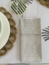 Load image into Gallery viewer, Set of 4 - Grey Block Print Stripe Napkins
