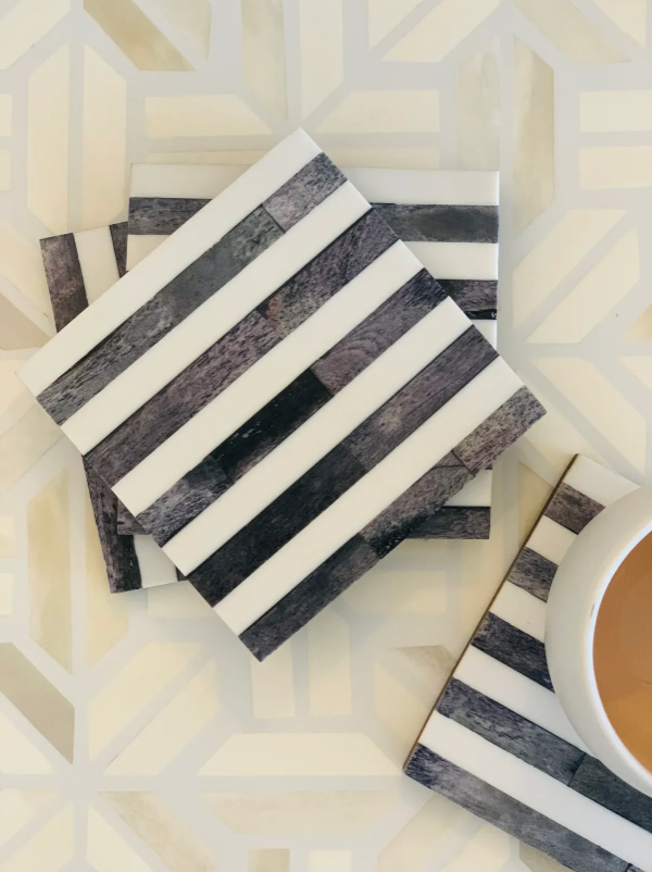Jewel Grey Individual Bone Inlay Coasters