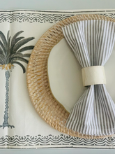 Load image into Gallery viewer, Set of 4 - Grey Block Print Stripe Napkins
