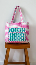 Load image into Gallery viewer, Star Stripe Tote Bag (Aqua)

