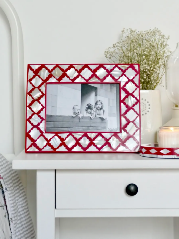 PHOTO FRAME - MOTHER OF PEARL INLAY, HAJI, RED