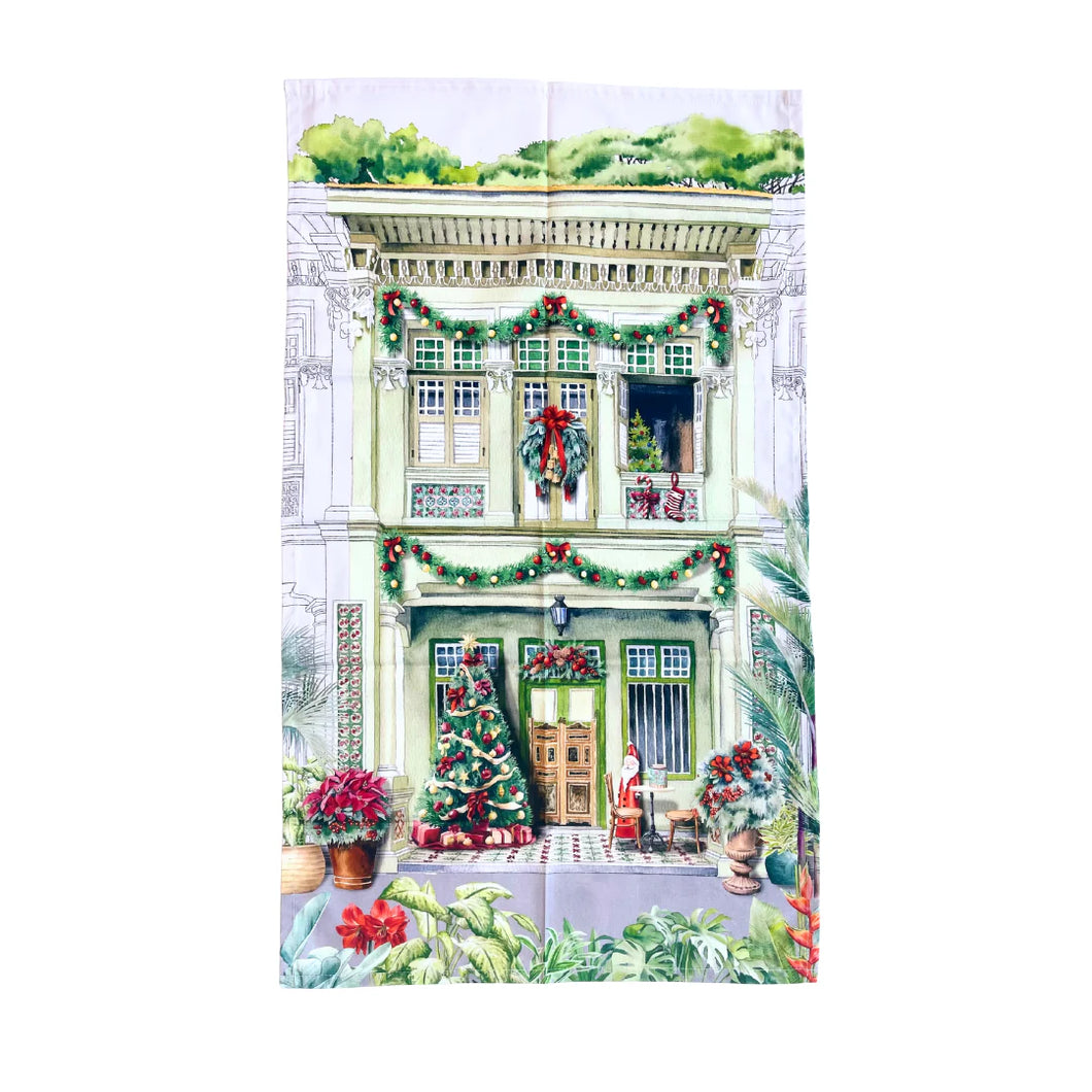 Peranakan Shophouse Christmas Tea Towel