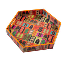 Load image into Gallery viewer, Mughal Doors Reiteration Hexagon Serving Tray
