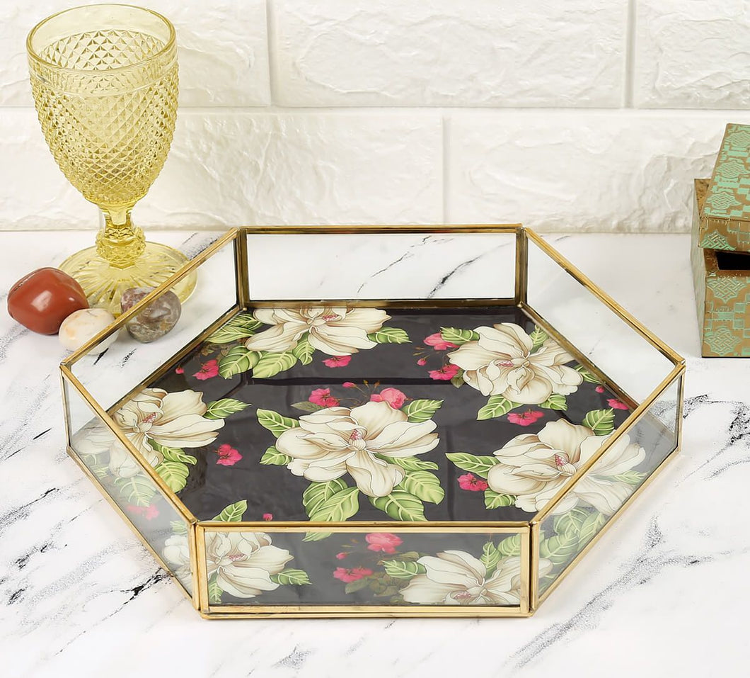 White Rose Allure Hexagon Serving Tray