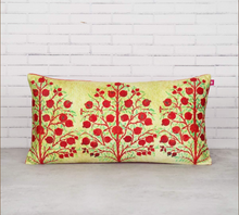 Load image into Gallery viewer, Cream Mystical Pomegranate 16&quot; x 8&quot; Blended Velvet Cushion Cover
