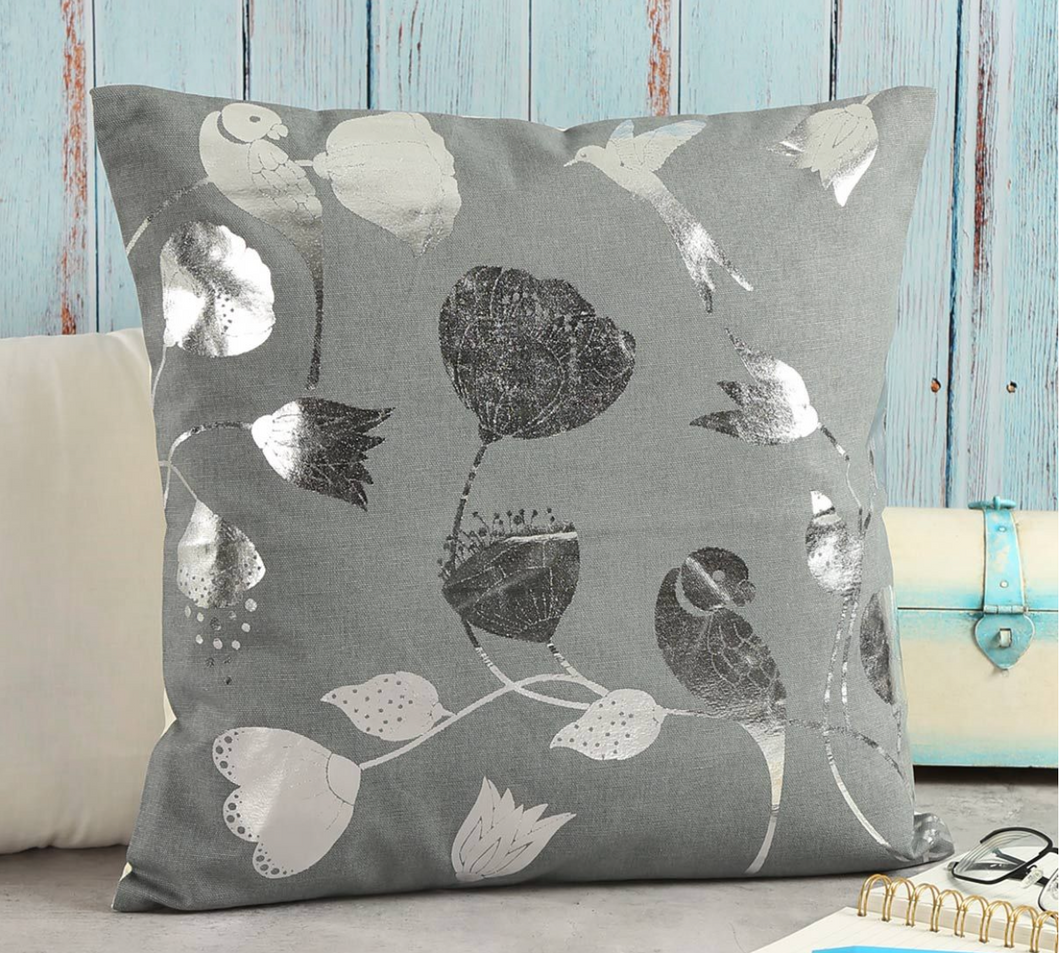 Whispering Birds Foil Cushion Cover