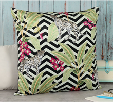 Load image into Gallery viewer, Cheetah in Chevron Blended Velvet Cushion Cover 20&quot;
