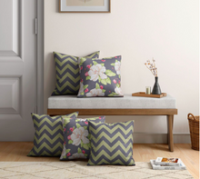 Load image into Gallery viewer, Chevron Melavo Satin Blend Cushion Cover Set of 5

